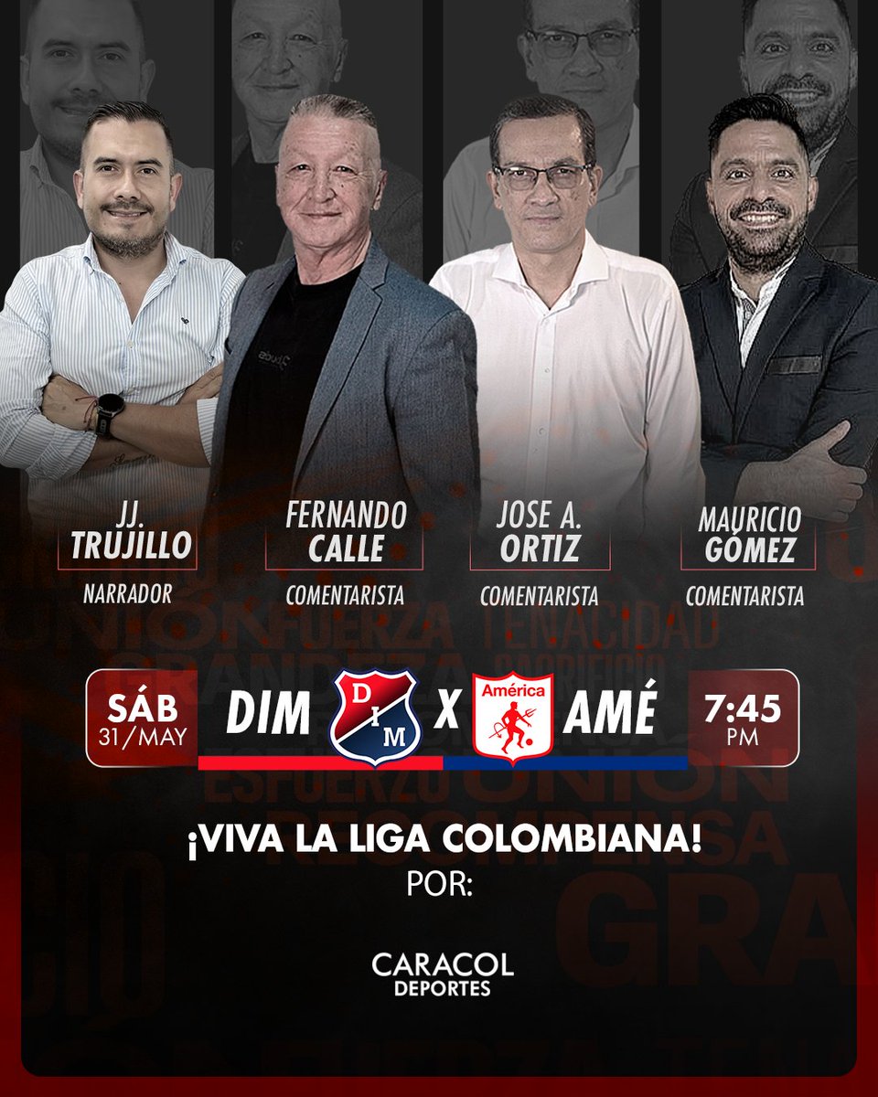 Caracol Deportes (@caracoldeportes) on Twitter photo 🔥🏆 ¡Partidazo en el Atanasio! DIM y América se enfrentan en cuadrangulares
📻 Siga las emociones del partido en #ElFenómenodelFútbol de Caracol Radio
Relata: <a href="/jjelfenomenal/">jjtrujillonarrador</a>
Comenta: <a href="/joseperiodista/">Jose Alberto Ortiz R</a> <a href="/PiolinCalle/">Fernando Calle</a> <a href="/elmago_b/">Mauricio Gómez Buriticá</a> 🔥🏆 ¡Partidazo en el Atanasio! DIM y América se enfrentan en cuadrangulares
📻 Siga las emociones del partido en #ElFenómenodelFútbol de Caracol Radio
Relata: <a href="/jjelfenomenal/">jjtrujillonarrador</a>
Comenta: <a href="/joseperiodista/">Jose Alberto Ortiz R</a> <a href="/PiolinCalle/">Fernando Calle</a> <a href="/elmago_b/">Mauricio Gómez Buriticá</a>