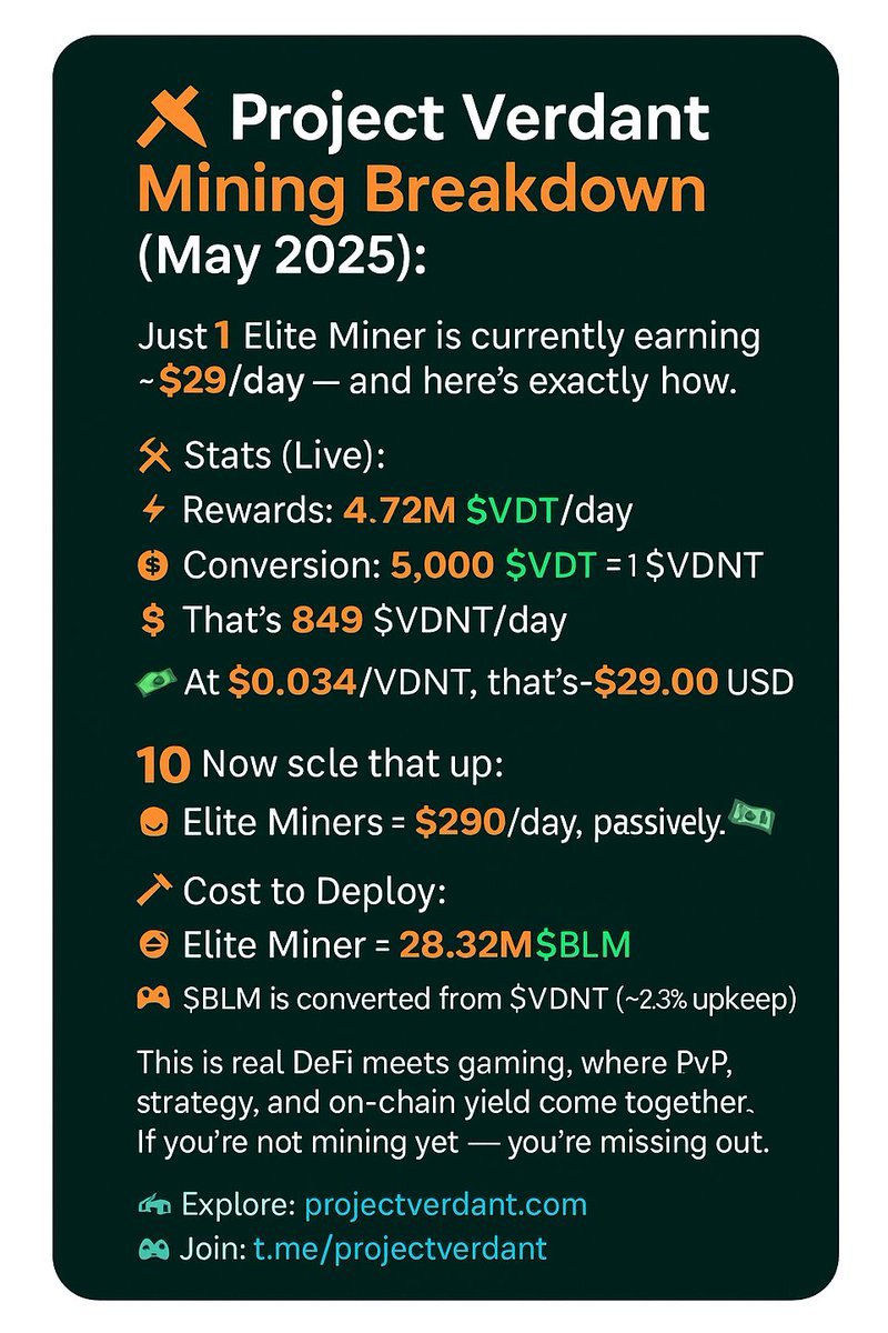 The internet is full of hucksters and charlatans.
So many of us have become numb to headlines like:
“I make $500/day while I sleep”
 “Here’s how I make $10K/month in passive income”

Most of it? 🧢
But this one’s different — and it’s on-chain.

In <a href="/ProjectVerdant/">Verdant</a> , 1 Elite Miner