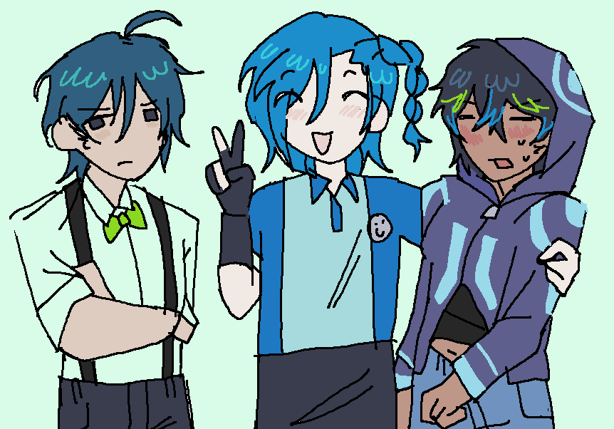 jareinator's tweet photo. arei, her ugly ratass brother and her dumb theatre kid wife 💙 blue gang #drdt https://t.co/jjXpiHNyWt