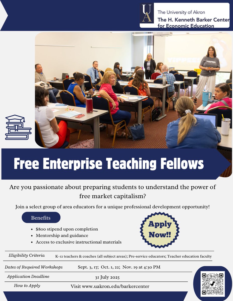 Are you passionate about preparing students to understand the power of free market capitalism? Join a select group of area educators for a unique professional development opportunity!

docs.google.com/forms/d/e/1FAI…