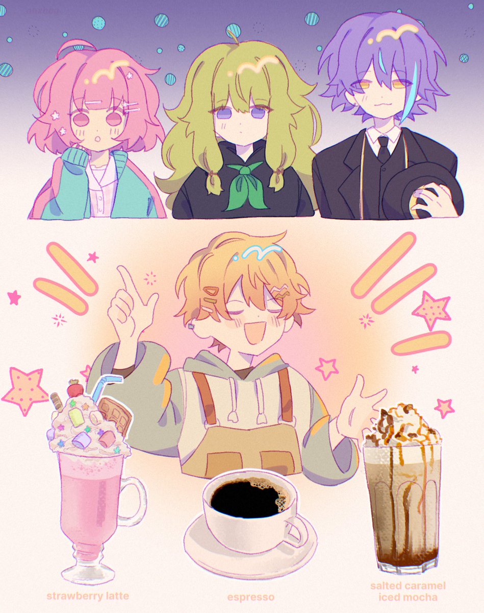 anxxboy's tweet image. a depressed girl, a lonely gamer and a liar walk into a cafe 

#prsk_fa