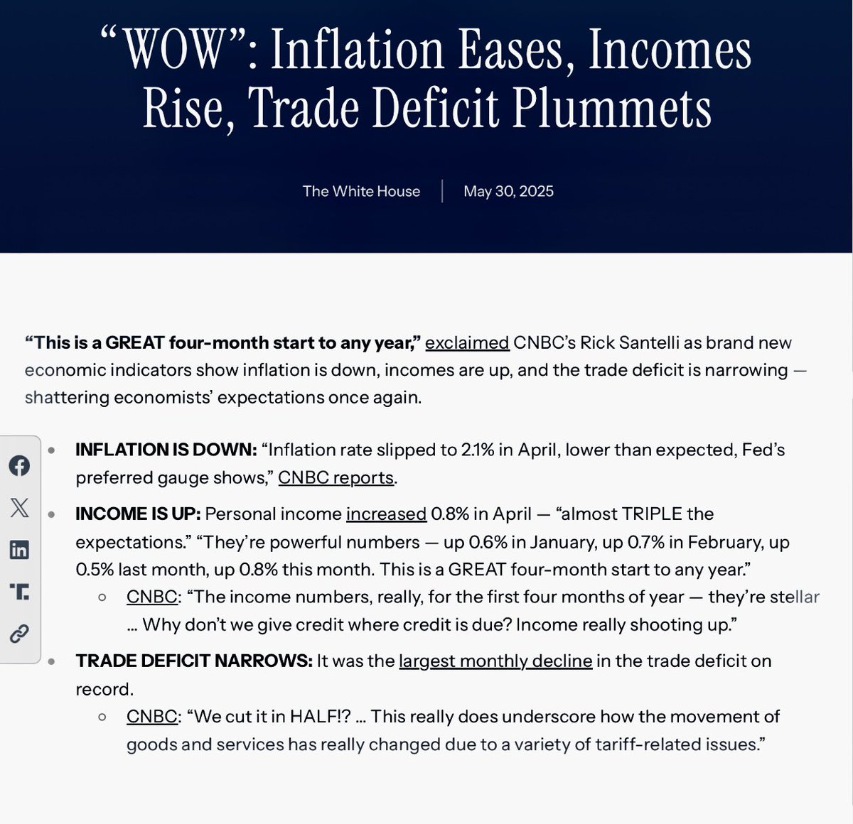 JohnSullysfb's tweet photo. CNBC Business News Networks #RickSantelli had great economic news for the month of April. @realDonaldTrump has got the economy on the move in spite of the @HouseDemocrats & @SenateDems whining, wailing & contributing absolutely nothing. https://t.co/iPwQ7PjoKA