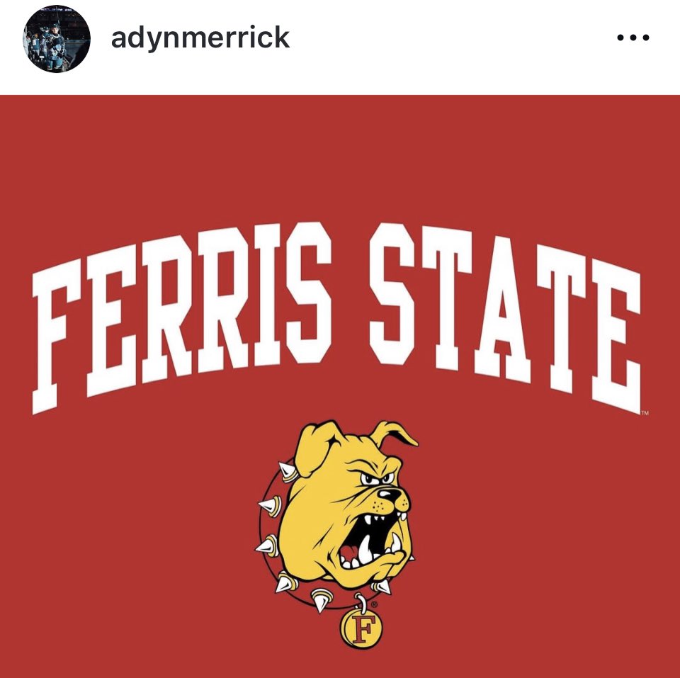 ‼️🚨BREAKING🚨‼️

The Ferris State Bulldogs grab a commitment from Adyn Merrick! 🦴🦴🦴

‘05 born Forward from Saline, MI split this past year with the Langley Rivermen (BCHL) &amp; Sioux Falls Stampede (USHL).

Previously committed to Northern Michigan.