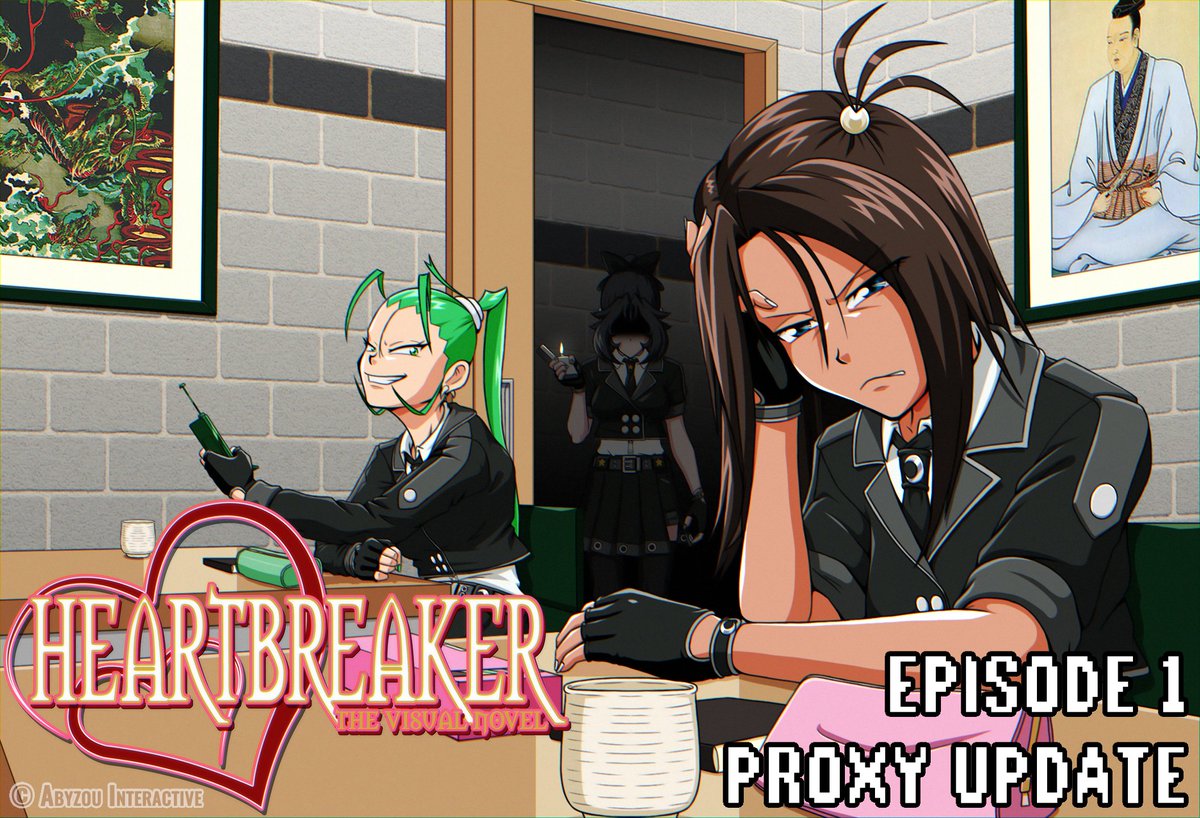 The "Proxy Update" for my game "Heartbreaker"'s alpha cycle is FINALLY ready &amp; released!
This update adds a new Plot &amp; ending to Ep. 1, new art assets, new voice acting, and many fixes &amp; tweaks.
Hope y'all enjoy!
abyzoudev.itch.io/heartbreaker-vn

#indie #indiegame #indiedev #indiegamedev