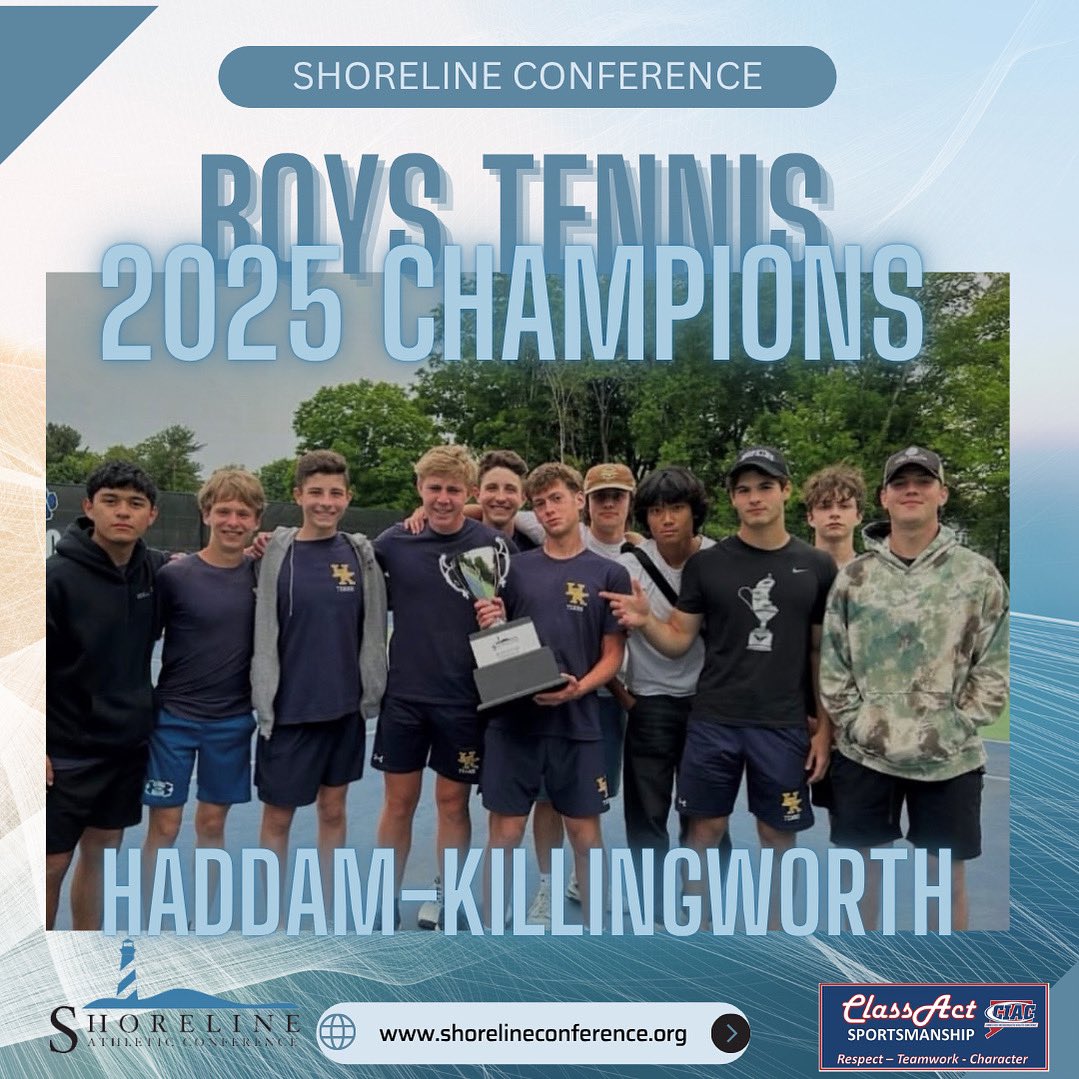 Congratulations to Haddam- Killingworth, the 2025 Shoreline Conference Boys Tennis Champion! An incredible season capped with a well-earned title. 🎾🏆 #ShorelineChampion #ShorelineConference #ctbten <a href="/HKCougarDen/">HK Cougar Den</a>