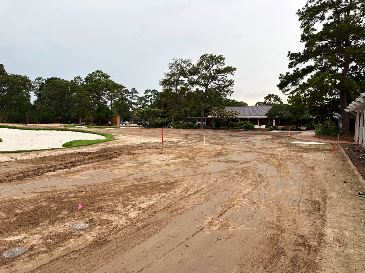 Champions GC (Houston TX) we’re ready for grass! Final spin and slick off of subgrade after irrigation installation. Sod next week! #GrahamGolf