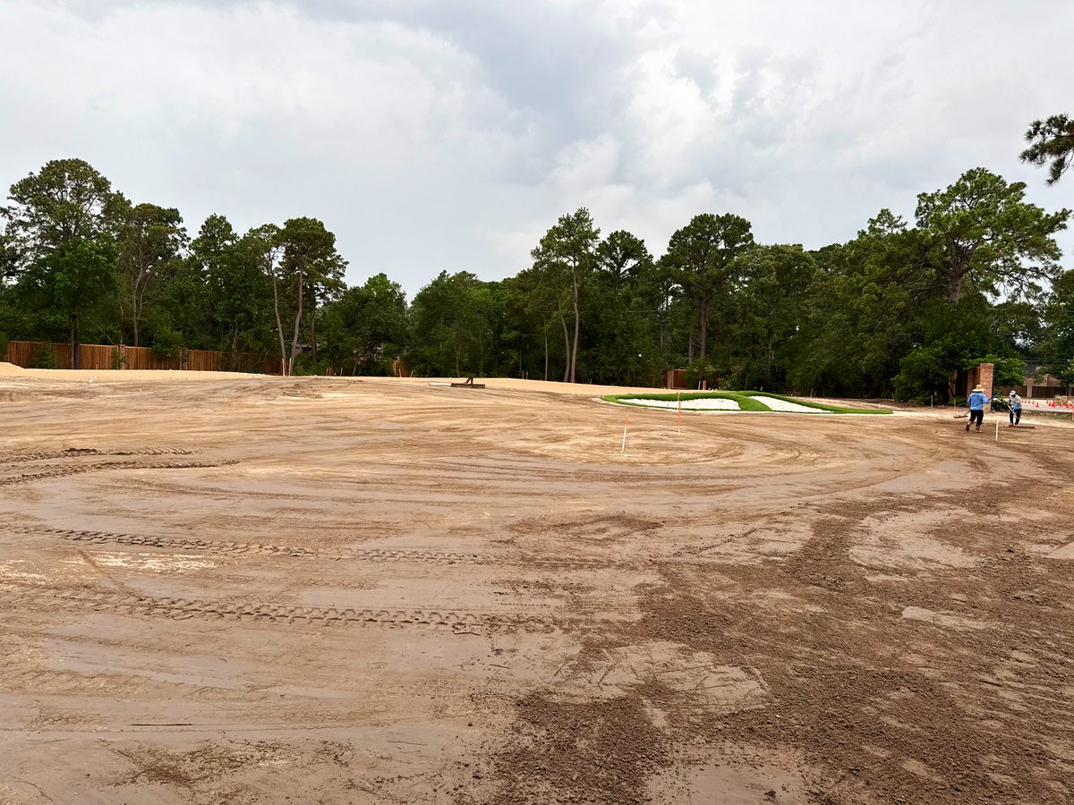 davisturf's tweet photo. Champions GC (Houston TX) we’re ready for grass! Final spin and slick off of subgrade after irrigation installation. Sod next week! #GrahamGolf https://t.co/4oMA16mlTB