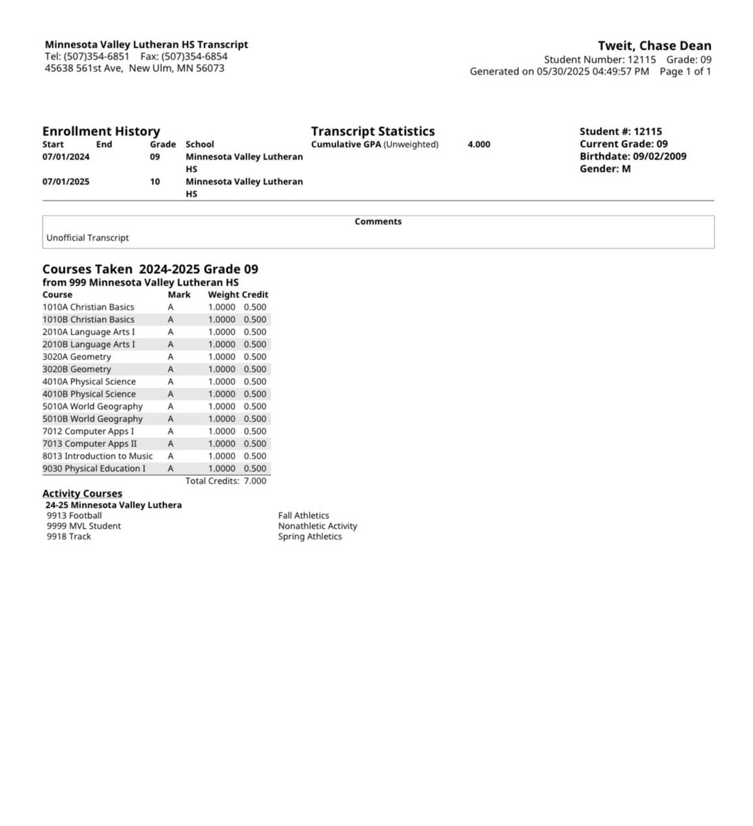 Freshman year is in the books. Ended the year with a 4.0 GPA!
