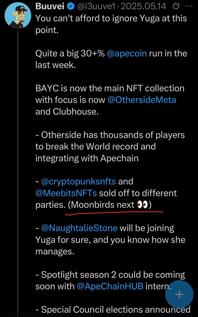 GM.
This post going to truly age.
Go BAYC.

Also congrats <a href="/spencer/">Spencer</a>, one of the real ones from the NFT alpha spaces.