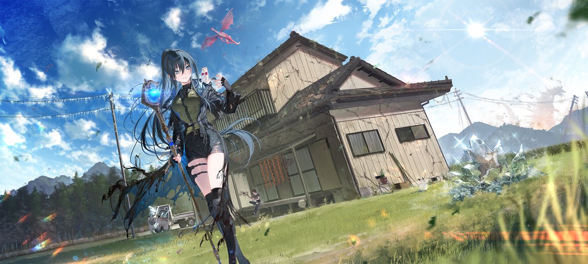 ちょっと順番前後した感ありますが、書籍版『崩壊世界の魔法杖職人』のカバーイラストを公開します！
今回、なんとカバー全体にぐるっとイラストが配される豪華仕様です！
一目で分かる超美麗さ、細かな所に目をやると大量の要素が詰め込まれたこだわりが伺える、そんな素晴らしい一枚です！　凄い！