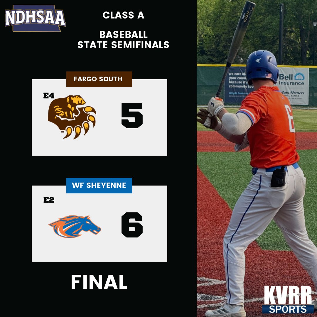 Ryan Bowlin (@rybo_2) on Twitter photo <a href="/WFSheyenneBSB/">Sheyenne Mustangs Baseball</a> advances to the Class A State Title game with a 6-5 win over Fargo Southโผ๏ธ
Theyโll play Davies or Minot.
Game is Saturday, May 31 at 2 P.M.
<a href="/WFMustangAD/">SHS Activities</a>/<a href="/MustangPost/">Sheyenne Mustang Media</a> <a href="/WFSheyenneBSB/">Sheyenne Mustangs Baseball</a> advances to the Class A State Title game with a 6-5 win over Fargo Southโผ๏ธ
Theyโll play Davies or Minot.
Game is Saturday, May 31 at 2 P.M.
<a href="/WFMustangAD/">SHS Activities</a>/<a href="/MustangPost/">Sheyenne Mustang Media</a>