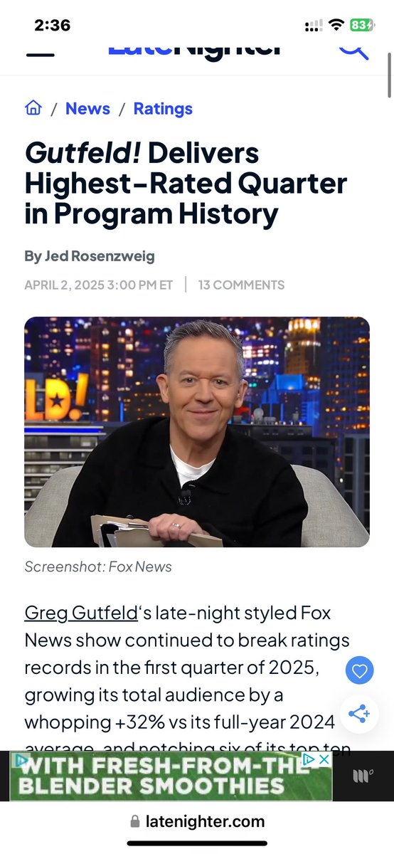 I’ve been having such a blast getting to write for Gutfeld! Feels great to be working with such an incredible team. Such an wonderful experience.