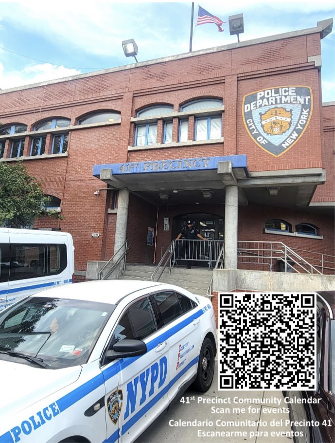 Join your 41st Precinct Community Council at your next meeting on Thursday, June 5, 2025 at 6:30PM (doors open at 6PM) at the Banknote Building, 1231 Lafayette Ave., 2nd fl., Bronx, NY. These meetings are held monthly on the 1st Thursday of each month.

Hope to see you all there.