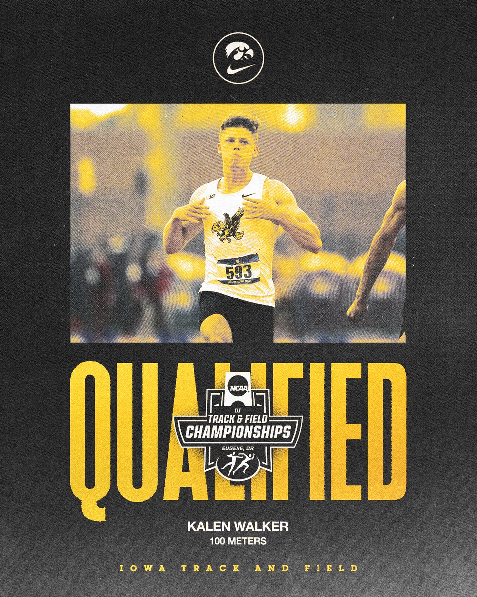 IowaXC_TF's tweet image. Record broken. Ticket punched. 🎟️

Men’s 100 Meters Quarterfinal:
3. Kalen Walker - 9.94, Q, PR + 1st at Iowa

#Hawkeyes x #NCAATF