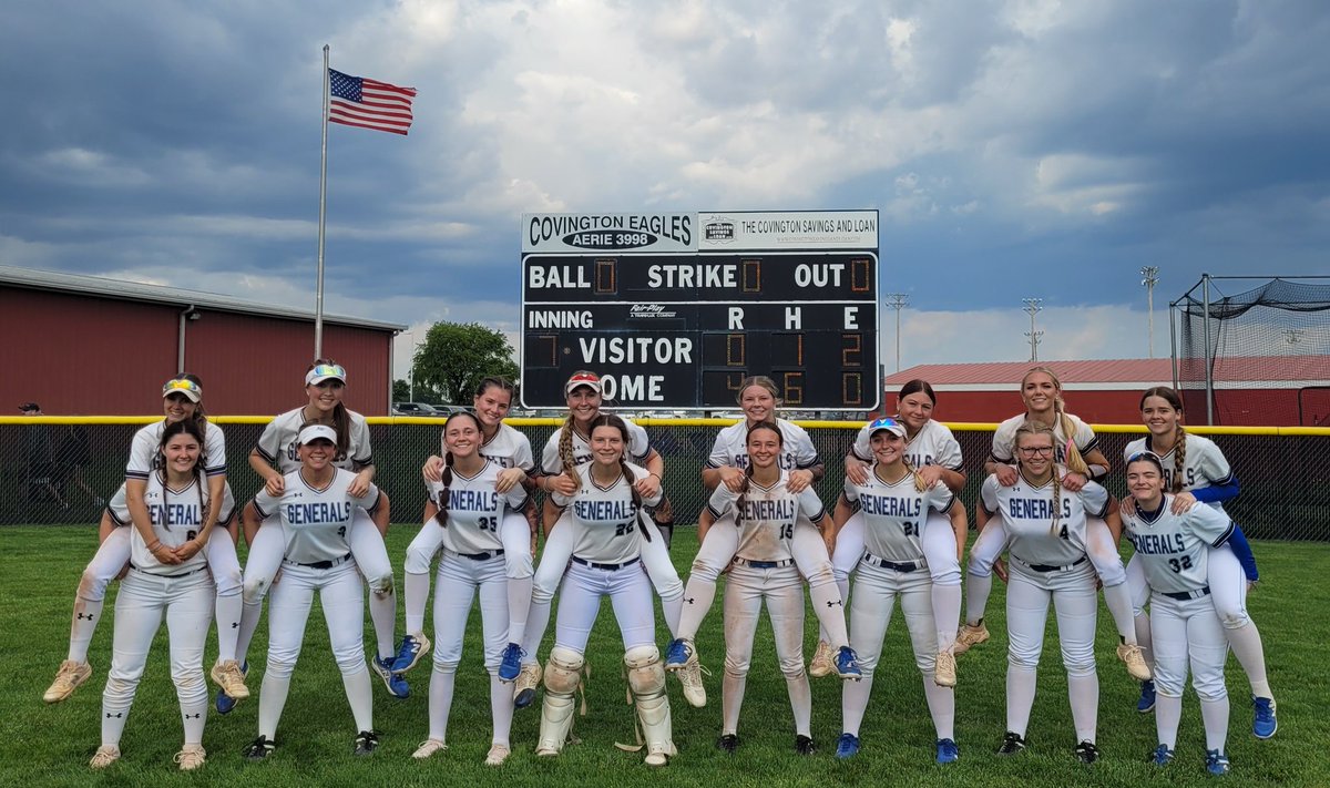 AWHSSoftball's tweet photo. Regional Champions!!!! Generals advance to State's (Final Four) and improve to 25-5 (10-4 NLL) w/ 4-0 win over Kings. @MollyConner2025 with the 1 hitter in the circle. DINGER ALERT!!! @MeganSumner08
 #ROLLGENS https://t.co/hmH2bAWa0f
