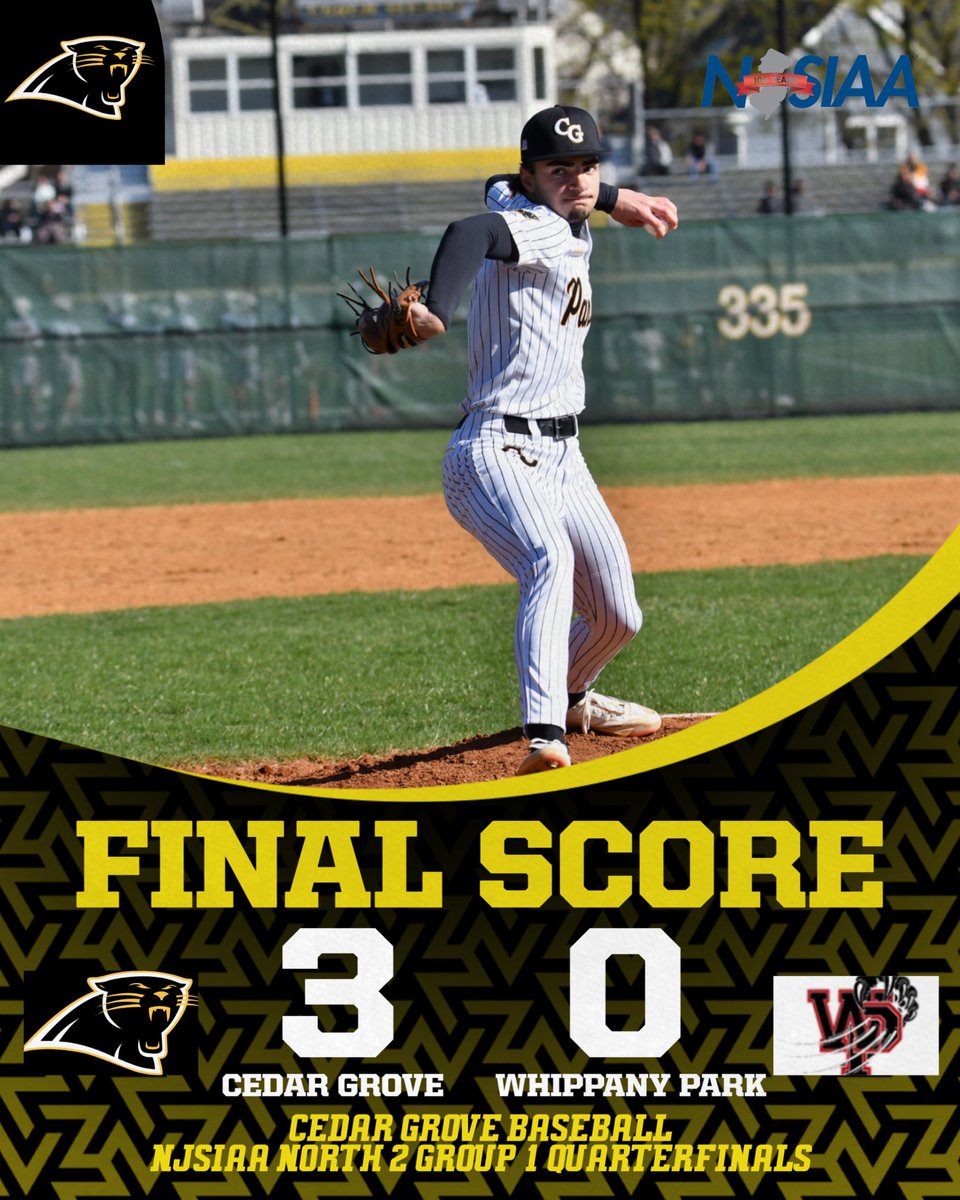 Baseball ⚾️ advances to the NJSIAA North 2 Group 1 Semifinals with a nice 3-0 win over Whippany Park. Will host David Brearley HS on Tuesday at 4pm! 
#LetsGoPanthers