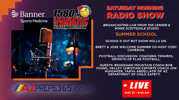AZPreps365 (@azpreps365) on Twitter photo 📍 Live from the @lernerandrowe Scottsdale Studio
👋 Welcoming summer co-host <a href="/CodyTCameron/">Cody Cameron</a>
🏈 Football coaching tenures, flag football growth
🎮 <a href="/vctrojans/">Valley Christian Athletics</a> esports coach
⏰ 5/31, 8-10 AM
📻 📱 1580 The Fanatic 📍 Live from the @lernerandrowe Scottsdale Studio
👋 Welcoming summer co-host <a href="/CodyTCameron/">Cody Cameron</a>
🏈 Football coaching tenures, flag football growth
🎮 <a href="/vctrojans/">Valley Christian Athletics</a> esports coach
⏰ 5/31, 8-10 AM
📻 📱 1580 The Fanatic