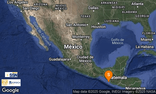 SISMO Magnitud 4.6 Loc  42 km al OESTE de CD HIDALGO, CHIS 30/05/25 17:31:40 Lat 14.60 Lon -92.53 Pf 74 km