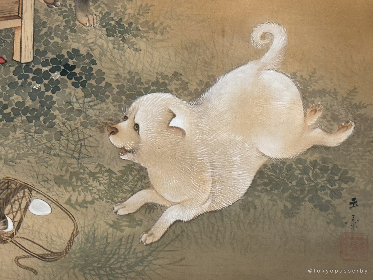 東博コレクション展。川端玉章「玩弄品行商」（1893年）。 イヌかわいい 😊