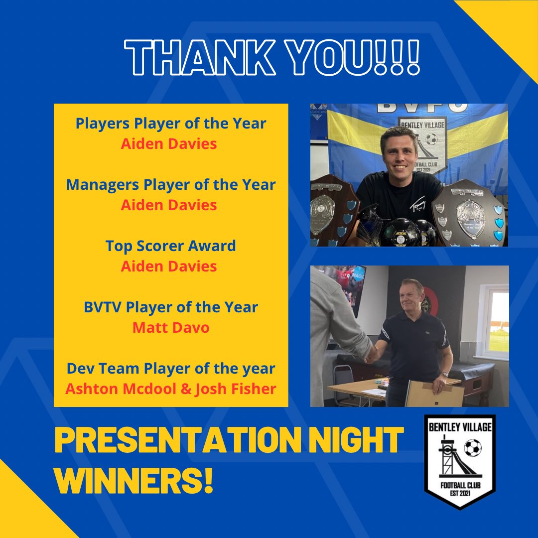 🏅✅ | Presentation Results

Thank you for an incredible night at the Bentley Rugby Club, see below the winners of the evening!

#MonTheVillage