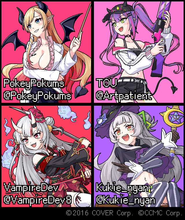 The portraits for Elite Exorcist Miko's Makai Stage bosses were made with help from the following artists! Thank you very much! #holoindie