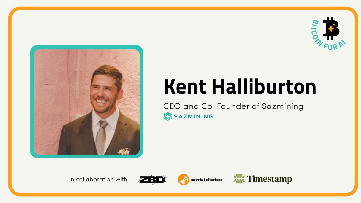 bitcoinforai's tweet photo. ๐ฅ SPEAKER ANNOUNCEMENT ๐ฅ
Meet Kent Halliburton, CEO & Co-Founder of @sazmining , at #BitcoinForAI 2025!
Kent Halliburton began his career transforming the energy landscape through rooftop solar, pioneering the first residential power purchase agreement and driving innovation in distributed energy. Recognizing similar disruptive potential in Bitcoin, he now serves as CEO and Co-Founder of Sazmining.
Sazmining's Bitcoin Mining as a Service provides clients direct access to the Bitcoin network, allowing them to mine "wild sats" without relying on exchanges. Driven by renewable energy and fully aligned with client success, Sazmining is redefining the future of sustainable, purpose-driven Bitcoin mining.
๐๏ธ SECURE YOUR SPOT: https://t.co/h1aNG3rZlk
๐ฃ 50% OFF with code EARLYBIRD (Limited time offer!)