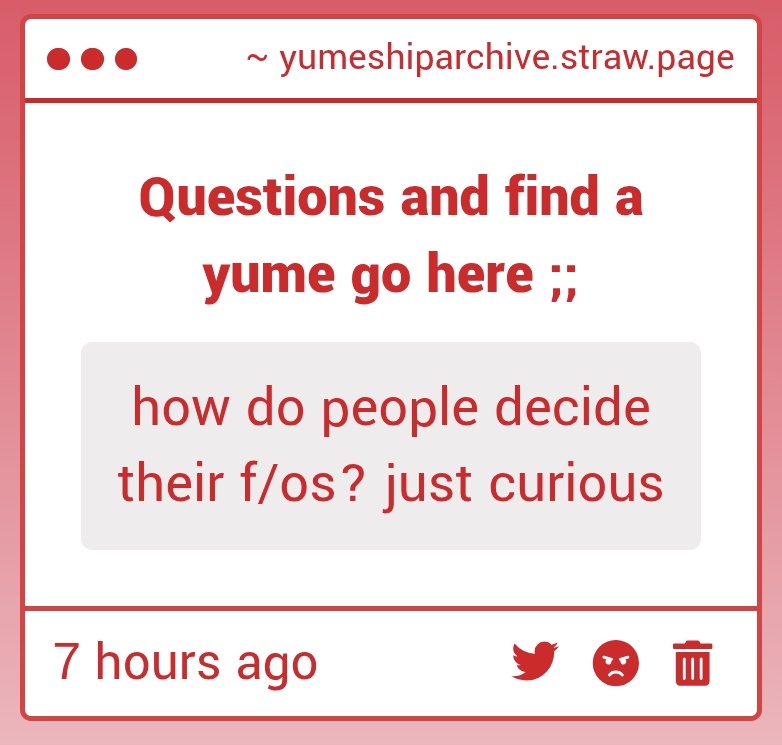 yumeshiparchive's tweet photo. βhow do people decide their f/os? https://t.co/IoOW7QivEY