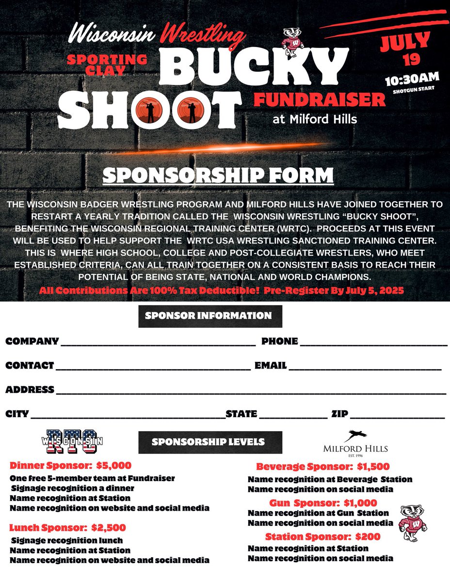 Wisconsin Badger Wrestling fans.

Great opportunity to shoot some clays with the Badger wrestling staff/athletes and raise some funds. 

Unlikely you can out-handfight them, but a lot more likely you can out-shoot them.