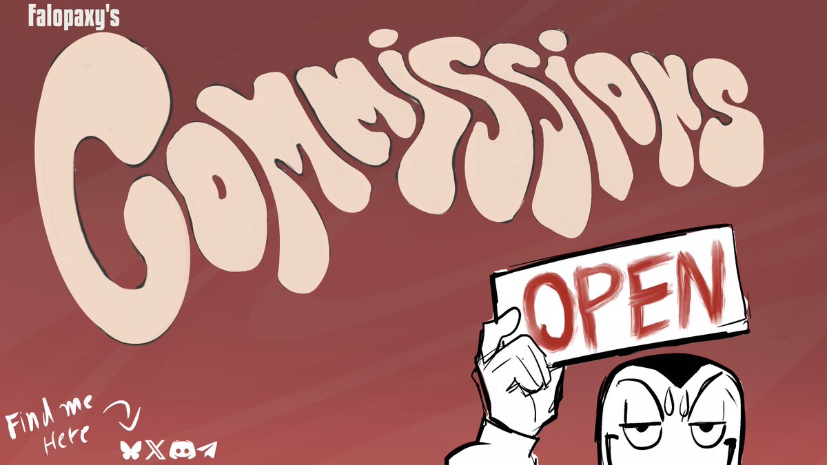 Falopaxy's tweet image. Comms are now open!
Feel free to DM and find me as @Falopaxy on the sites below.
Only 5 slots will be available across both platforms
Info down on the thread!