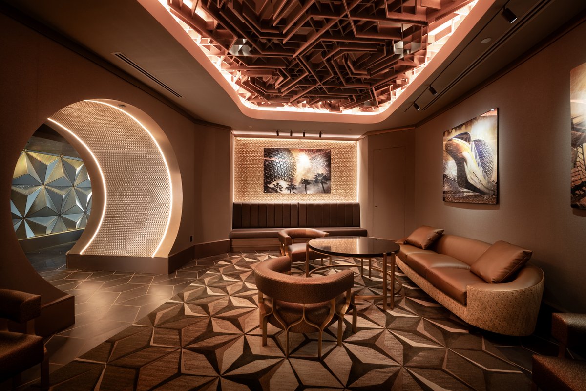 ScottGustin's tweet photo. Disney shared new photos inside GEO-82, the all-new 21+ lounge opening at EPCOT on June 4. 

The new lounge pays homage to Spaceship Earth and offers "scenic views, innovative cocktails and exquisite small plates." https://t.co/FnMsfJEse9