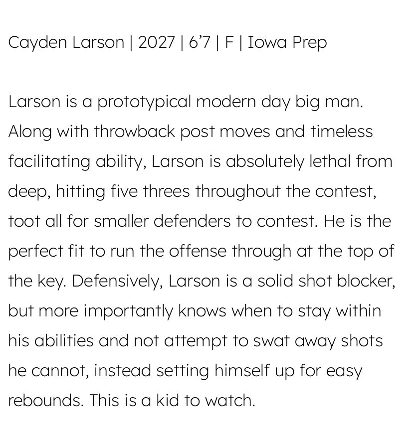 Cayden Larson (@caydlarson) on Twitter photo Mich appreciated, <a href="/charliegambill1/">Charlie Gambill</a> 🖊️
I’m just getting started 😈 🏀 📈
<a href="/TNT5Basketball/">TNT5 Basketball</a> <a href="/NxtProHoops/">NXTPRO Hoops</a> <a href="/PRO16League/">PRO16/NXTPRO League</a> <a href="/PUMAHoops/">PUMA Basketball</a> <a href="/PrairieHoops/">🏀 Prairie Boys Basketball🏀</a> <a href="/PrepHoopsIA/">Prep Hoops Iowa</a> <a href="/tonysroe/">Tony Roe</a> <a href="/AveryQuad/">QuadVisual</a> <a href="/KevinMoses38/">Kevin Moses LLC</a> <a href="/CREI_Adam/">Adam Shoulders</a> Mich appreciated, <a href="/charliegambill1/">Charlie Gambill</a> 🖊️
I’m just getting started 😈 🏀 📈
<a href="/TNT5Basketball/">TNT5 Basketball</a> <a href="/NxtProHoops/">NXTPRO Hoops</a> <a href="/PRO16League/">PRO16/NXTPRO League</a> <a href="/PUMAHoops/">PUMA Basketball</a> <a href="/PrairieHoops/">🏀 Prairie Boys Basketball🏀</a> <a href="/PrepHoopsIA/">Prep Hoops Iowa</a> <a href="/tonysroe/">Tony Roe</a> <a href="/AveryQuad/">QuadVisual</a> <a href="/KevinMoses38/">Kevin Moses LLC</a> <a href="/CREI_Adam/">Adam Shoulders</a>