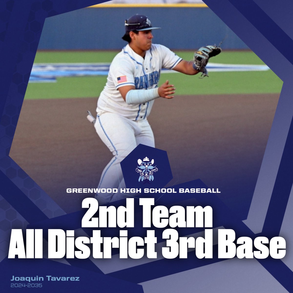 Congrats to Joaquin Tavarez on earning 2nd Team All-District Third Base!
Locked down the hot corner all year long!
#RangerDNA #WeAreGW