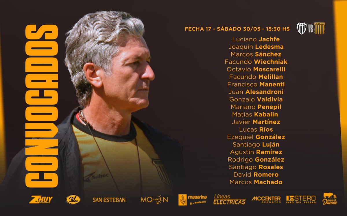 📋 Convocados ⚫🟡⚫

#PrimeraNacional
#Fecha17
#Vamosmitre
#elmásgrandelejos