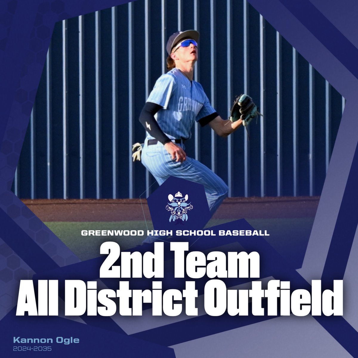 Shoutout to Kannon Ogle on being named 2nd Team All-District Outfield!
Covered ground and came up big when it counted!
#RangerDNA #WeAreGW