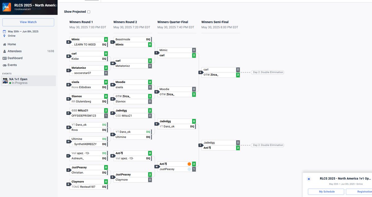 Made Day 2 RLCS NA 1v1 event through uppers. GGs to everyone i played!