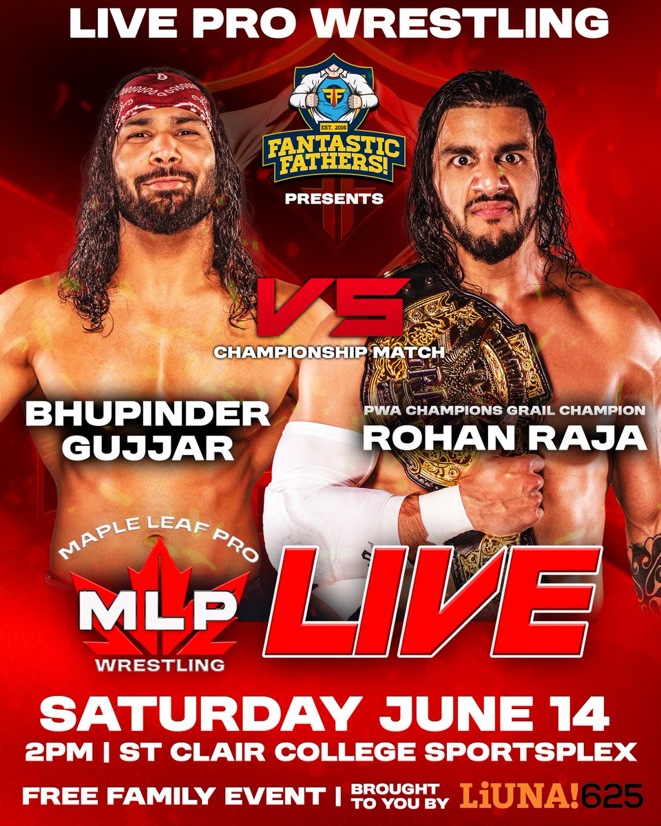MAPLE LEAF PRO Wrestling (@mapleleafpw) on Twitter photo He felt scorned by MAPLE LEAF PRO management without a championship match at #MLPNorthernRising, and now the PWA Champion's Grail holder <a href="/RavenousRohan/">Rohan Raja</a> Raja will be putting his money where his mouth is, with a title defence against <a href="/bhupindergujj4r/">Bhupinder Gujjar</a> on June 14!
MAPLE LEAF PRO He felt scorned by MAPLE LEAF PRO management without a championship match at #MLPNorthernRising, and now the PWA Champion's Grail holder <a href="/RavenousRohan/">Rohan Raja</a> Raja will be putting his money where his mouth is, with a title defence against <a href="/bhupindergujj4r/">Bhupinder Gujjar</a> on June 14!
MAPLE LEAF PRO