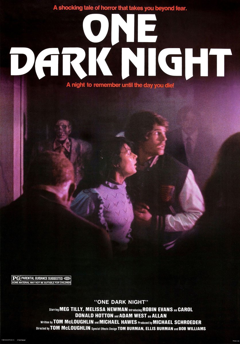 EugWSerra's tweet photo. On July 9, 1982, One Dark Night received a limited release. #MegTilly #EGDaily #MelissaNewman
#RobinEvans #LeslieSpeights
#DonaldHotton #AdamWest #TomMcLoughlin https://t.co/py0sFDpbrD