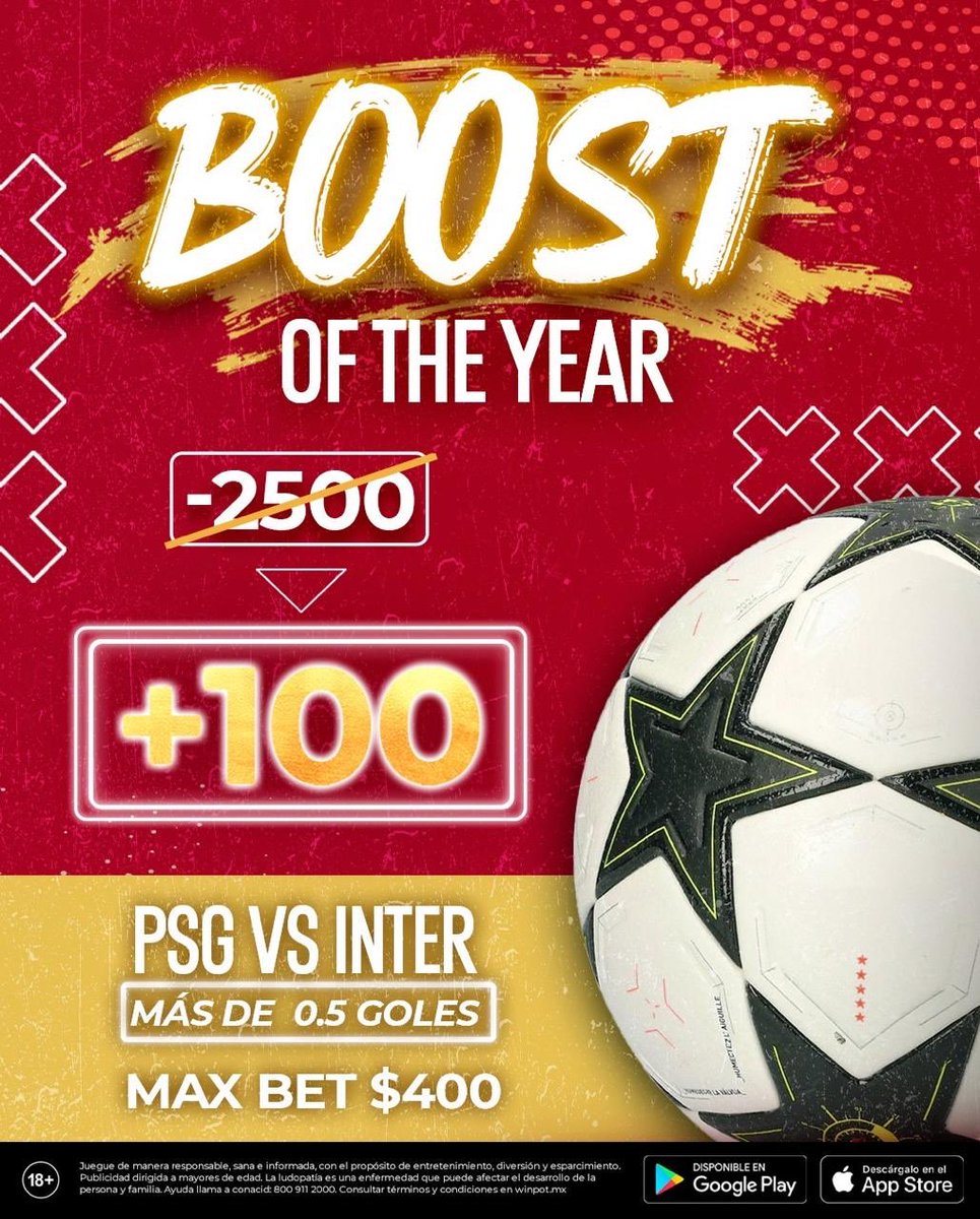 No puedes perderte este boost del año.

Momio -2500 nos lo ponen en +100

¿Quieres 500 para apostar?, regístrate aquí          

winpot.me/parlaymamalon                                           

Deposita y recibe el 100% de tu depósito totalmente gratis, hasta $3000.00.