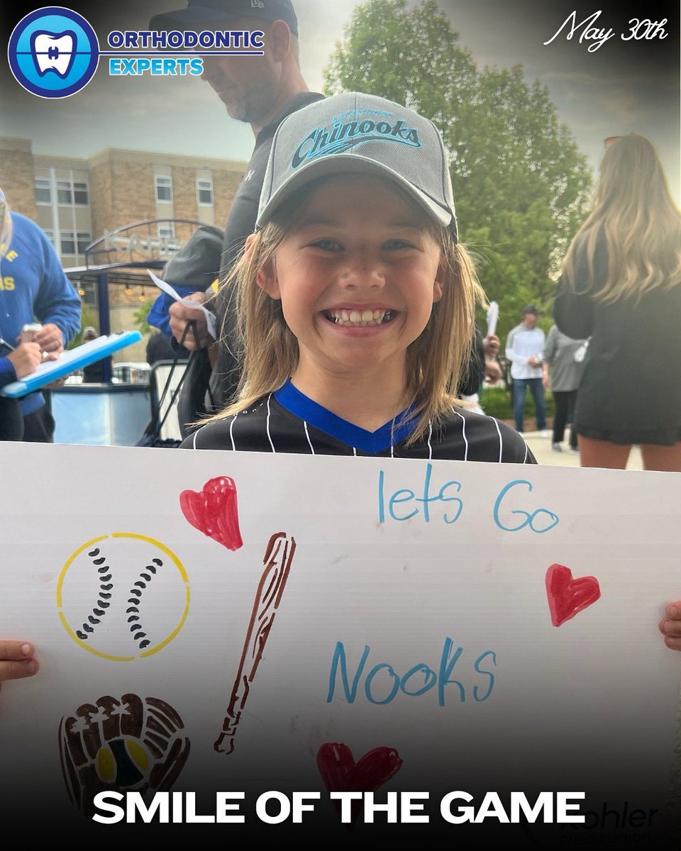 <a href="/OrthoExperts/">Orthodontic Experts</a> Smile of the Game 😄 Bringing the energy all night long! #NookNation ⚾️