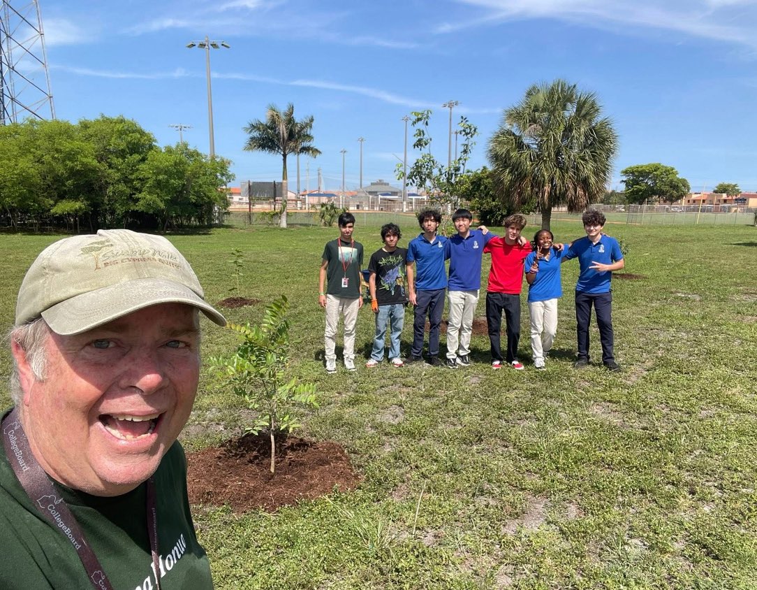 Students from #GreenClub  worked in the heat after school today to install five native trees - two gumbo limbo, two pigeon plum and a paradise tree - to beautify our campus! Thank you to #MiamiDade Department of Regulatory and Economic Resources #adoptatree #YourBestChoice