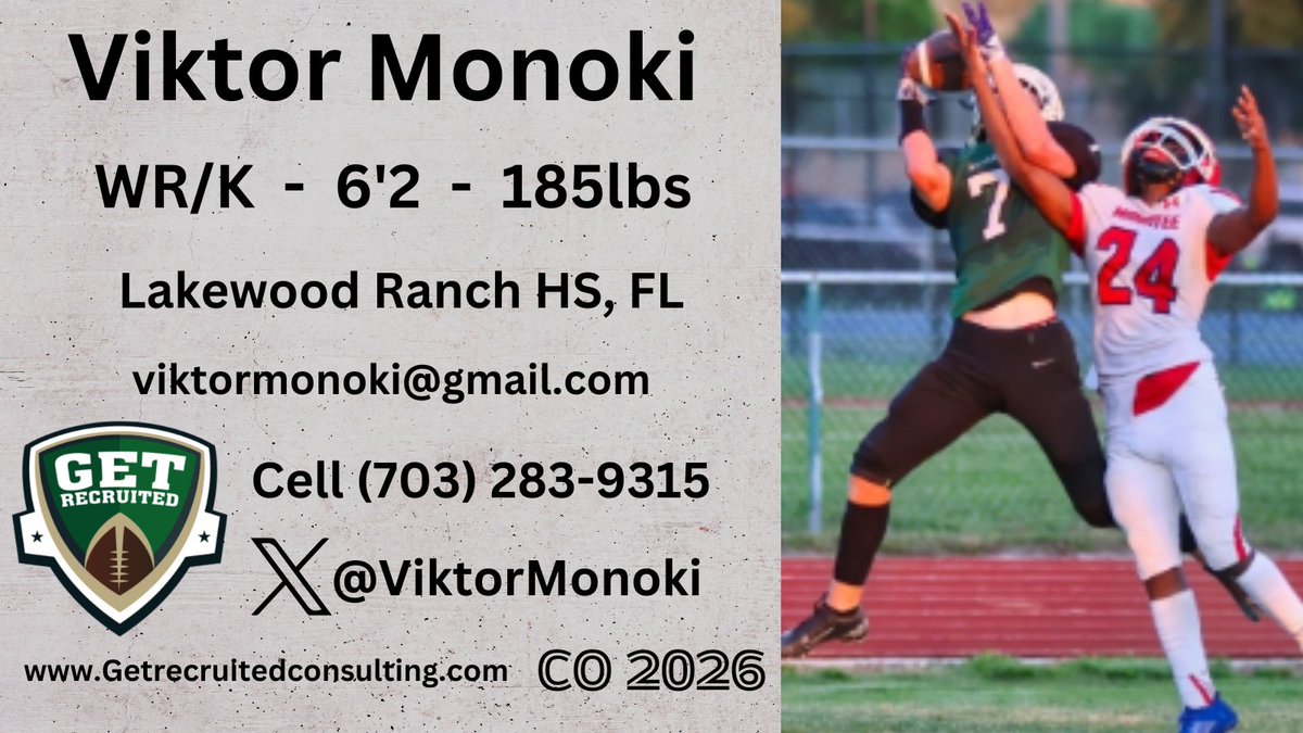 Get Recruited (@get__recruited) on Twitter photo Viktor Monoki - CO 2026 - WR/K - 6'2, 185lbs - 3.86 GPA - Runs well, great ball skills & work ethic. Lakewood Ranch HS, FL. Profile: app.productiverecruit.com/profile/viktorβ¦β¦ <a href="/ViktorMonoki/">Viktor Monoki</a> @1of1lifeskills <a href="/BlueHoseFB/">PC Football</a> <a href="/UST_Football/">St. Thomas Football</a> <a href="/StetsonFootball/">Stetson Football</a> <a href="/valpoufootball/">Valpo Football</a> <a href="/DuqFB/">Duquesne Football</a> <a href="/RMU_Football/">RMU Football</a> <a href="/RedFlashFB/">Saint Francis Football</a> Viktor Monoki - CO 2026 - WR/K - 6'2, 185lbs - 3.86 GPA - Runs well, great ball skills & work ethic. Lakewood Ranch HS, FL. Profile: app.productiverecruit.com/profile/viktorβ¦β¦ <a href="/ViktorMonoki/">Viktor Monoki</a> @1of1lifeskills <a href="/BlueHoseFB/">PC Football</a> <a href="/UST_Football/">St. Thomas Football</a> <a href="/StetsonFootball/">Stetson Football</a> <a href="/valpoufootball/">Valpo Football</a> <a href="/DuqFB/">Duquesne Football</a> <a href="/RMU_Football/">RMU Football</a> <a href="/RedFlashFB/">Saint Francis Football</a>