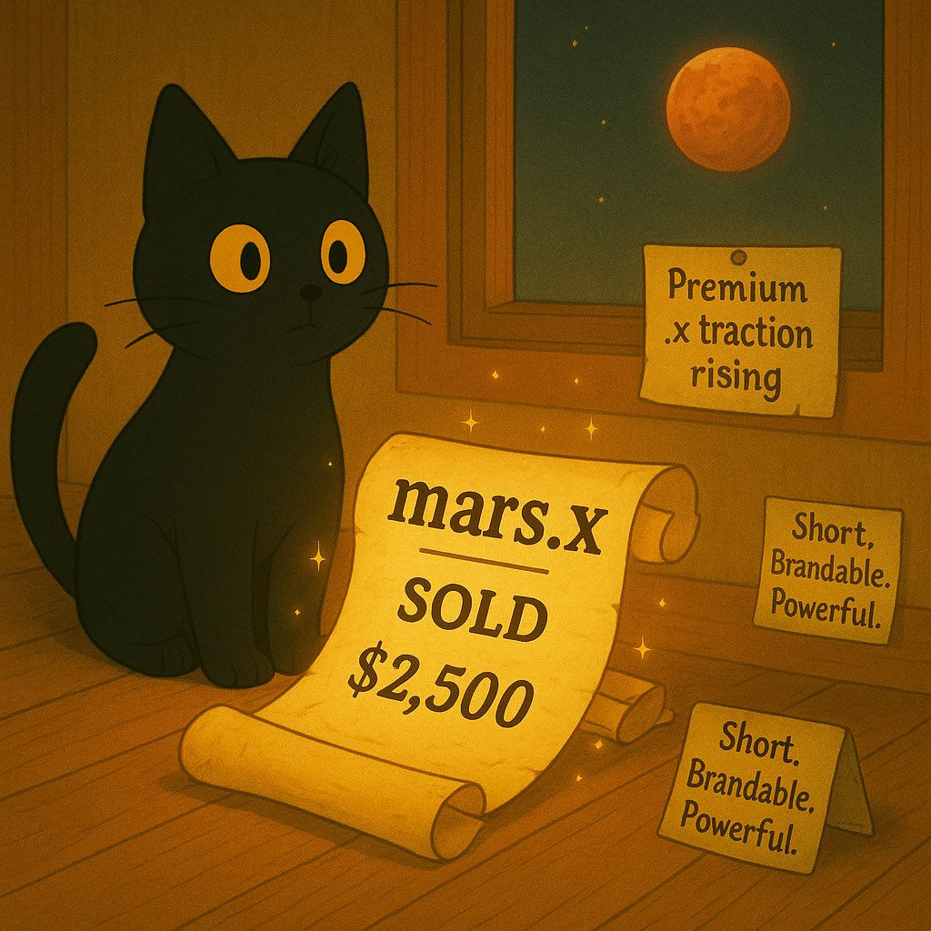 cat.crypto 🐈✨ (@_realcryptocat) on Twitter photo Mars.x was sold for $2,500 on <a href="/unstoppableweb/">Unstoppable Domains</a>.
Short, brandable, and powerful.
Premium .x domains are gaining serious traction. Mars.x was sold for $2,500 on <a href="/unstoppableweb/">Unstoppable Domains</a>.
Short, brandable, and powerful.
Premium .x domains are gaining serious traction.