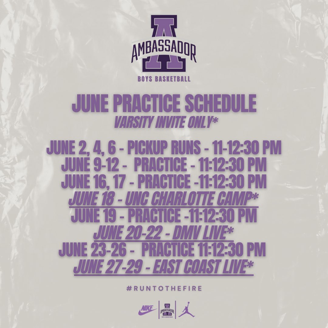 Nick Jones (@coachjonesacs) on Twitter photo Looking Forward to beginning our June Period on Monday!
Regional D2/D3s stop by during the week. We’ve got players for each level.
🟣⚪️🟣 <a href="/ACSLions_BB/">Ambassador Christian School - Boys Basketball</a> Looking Forward to beginning our June Period on Monday!
Regional D2/D3s stop by during the week. We’ve got players for each level.
🟣⚪️🟣 <a href="/ACSLions_BB/">Ambassador Christian School - Boys Basketball</a>