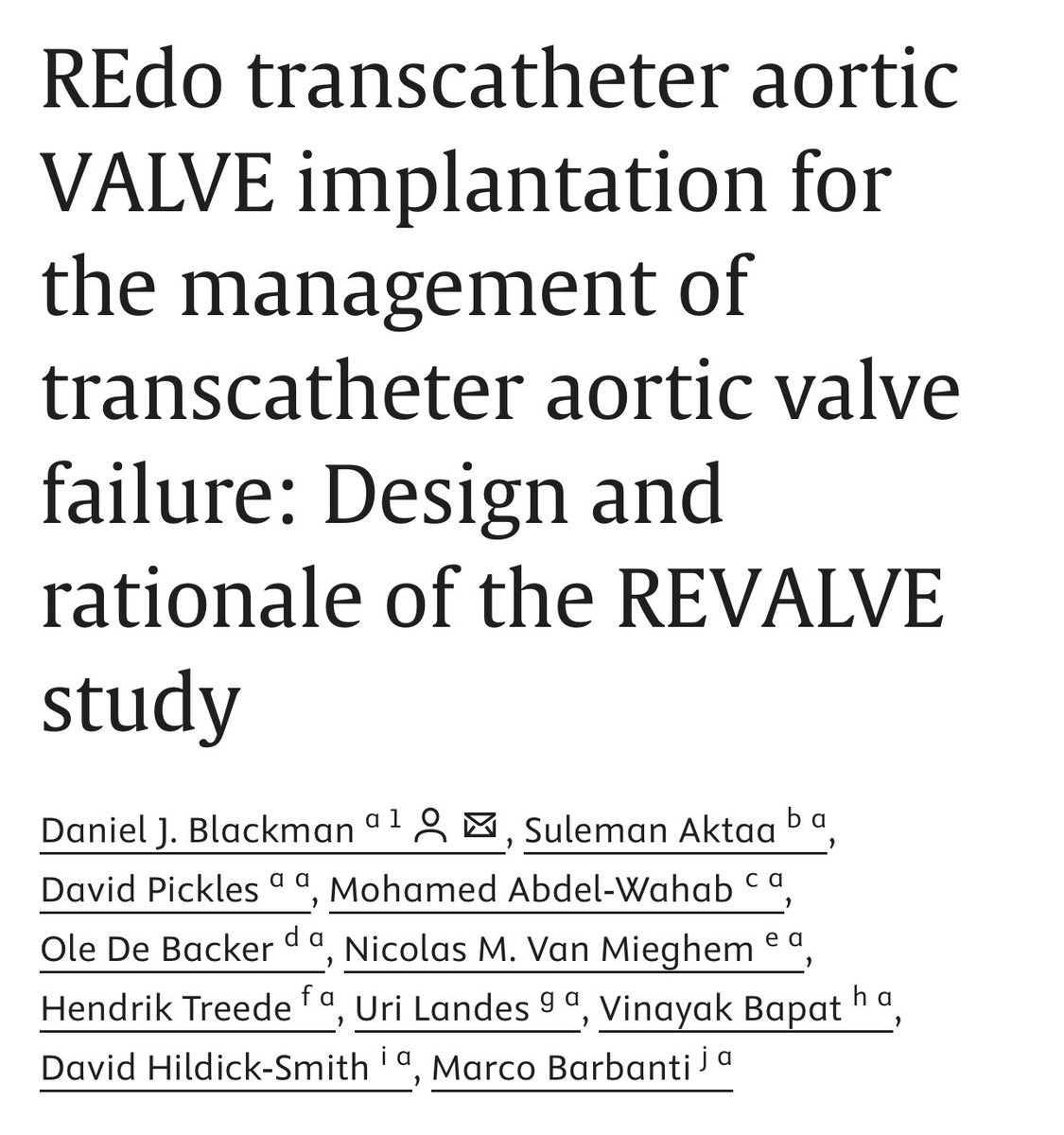 SulemanAktaa's tweet image. Read the design & rational of the @REVALVE_Study which aims to evaluate the feasibility & outcomes of redo #TAVI in a global prospective registry❗️
By @DanBlackman7 et al
📍sciencedirect.com/science/articl…
#TAVR @Ryvetsprog @cardiorespLTHT