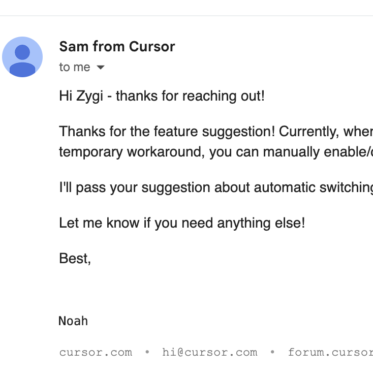 zykonc's tweet image. heh, so Sam or Noah? :) @cursor_ai