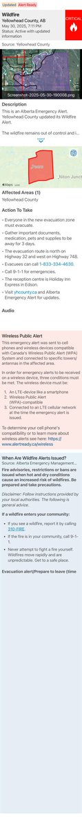 Shared: Wildfire Alert - Yellowhead County, AB alberta.ca/emergencyalert