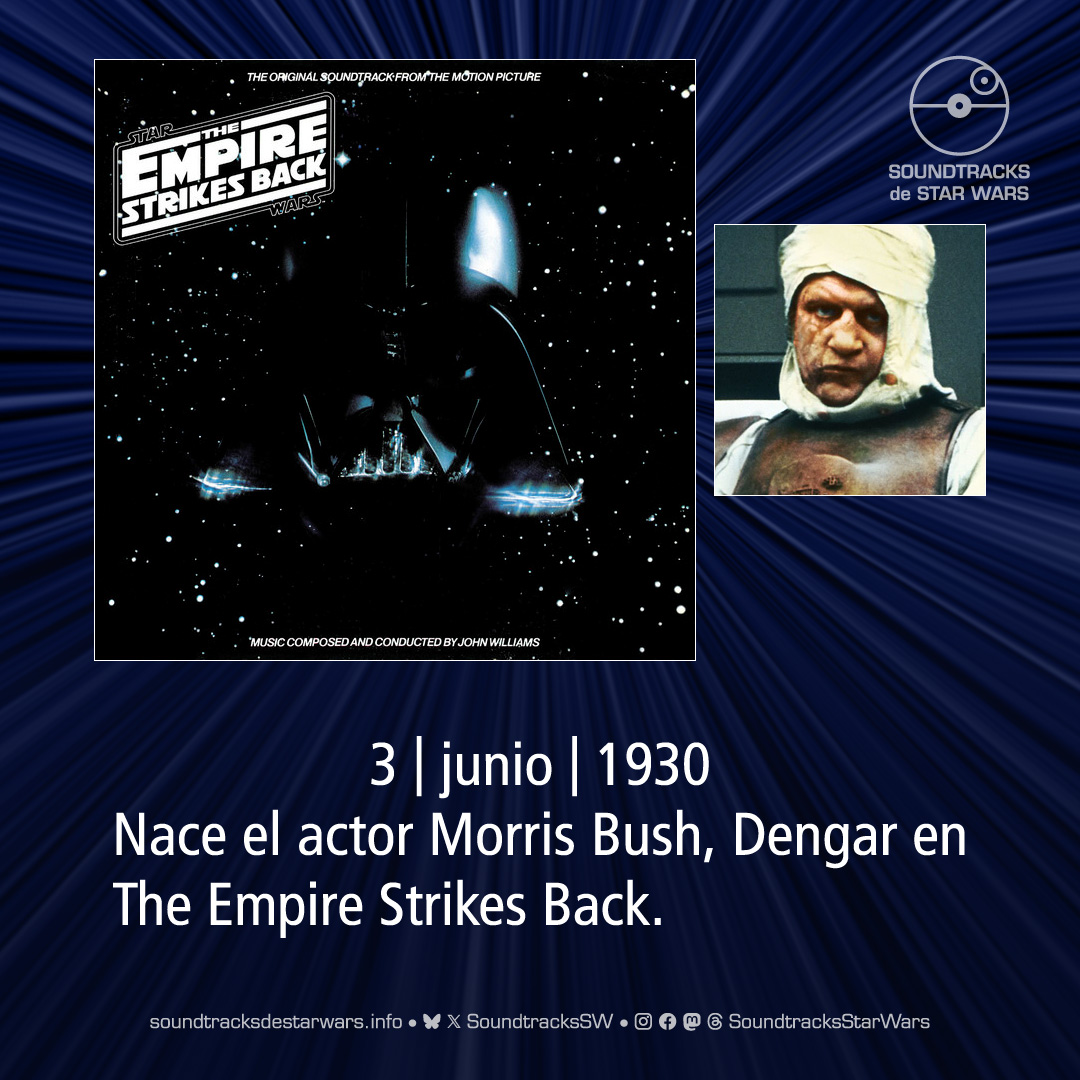 SoundtracksSW's tweet image. El 3 de junio de 1930 nace el actor Morris Bush, Dengar en The Empire Strikes Back.

On June 3, 1930, actor Morris Bush, Dengar in The Empire Strikes Back, was born.

#StarWars #MorrisBush #Dengar