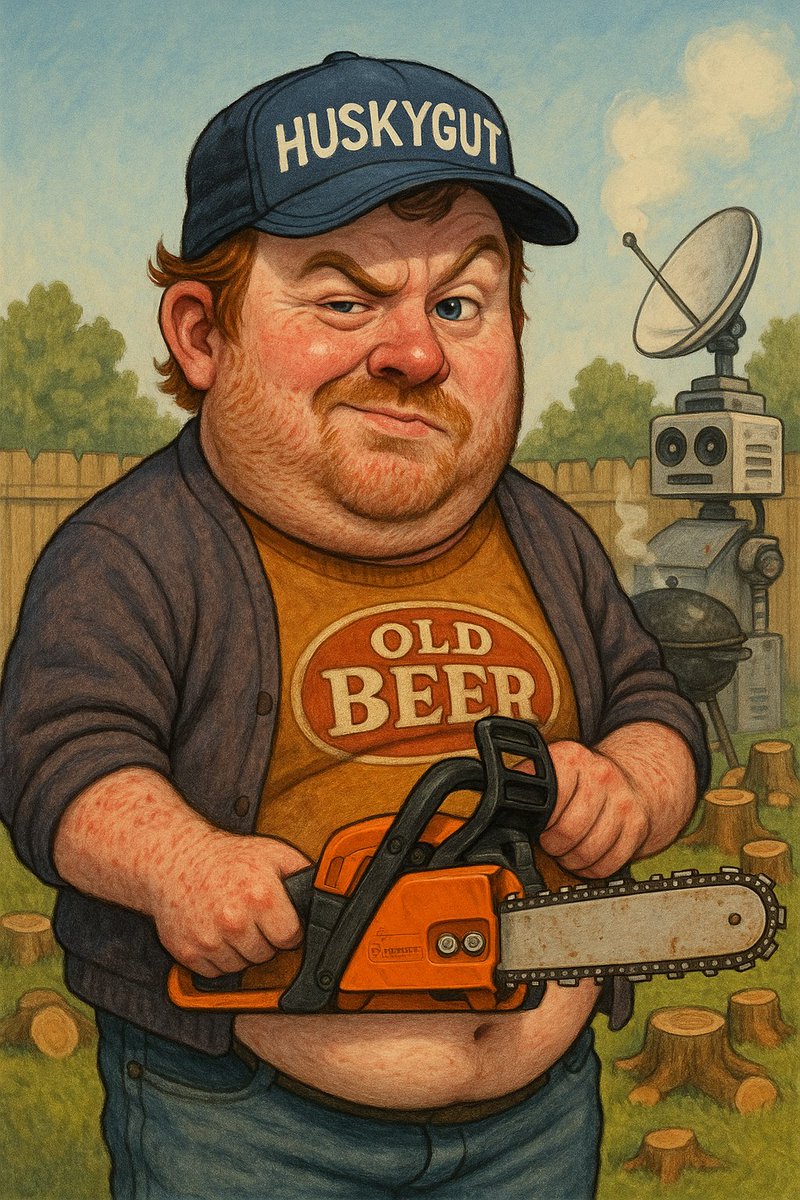 HuskyGut316's tweet photo. Let’s be honest anyone who tells you that a 6-inch chainsaw can’t get the job done has clearly never wielded it with the fury of a man possessed by the spirits of @RonSwanson and a pissed-off @raccoon. https://t.co/cno0pIzq9D