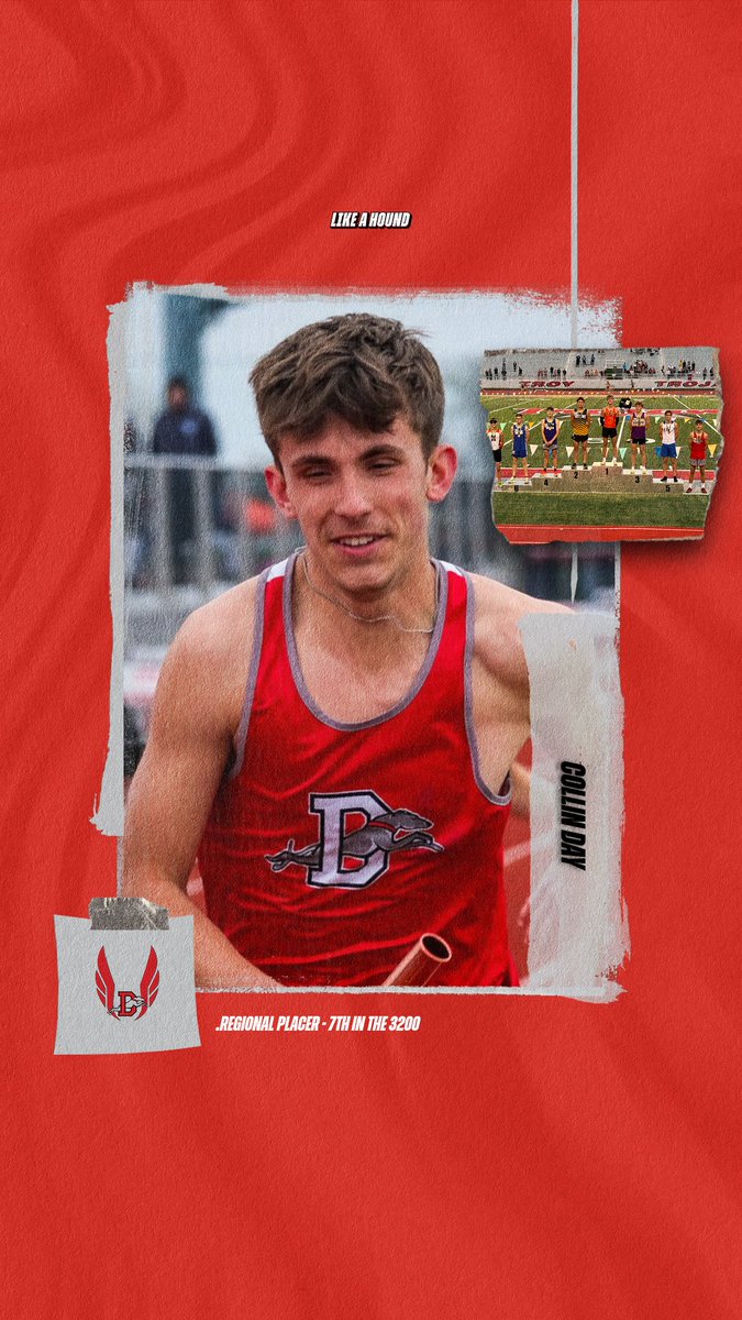 Congratulations to Collin Day for placing 7th in the 3200m Run tonight at the Regional Meet. Great job and way to represent for the Hounds.