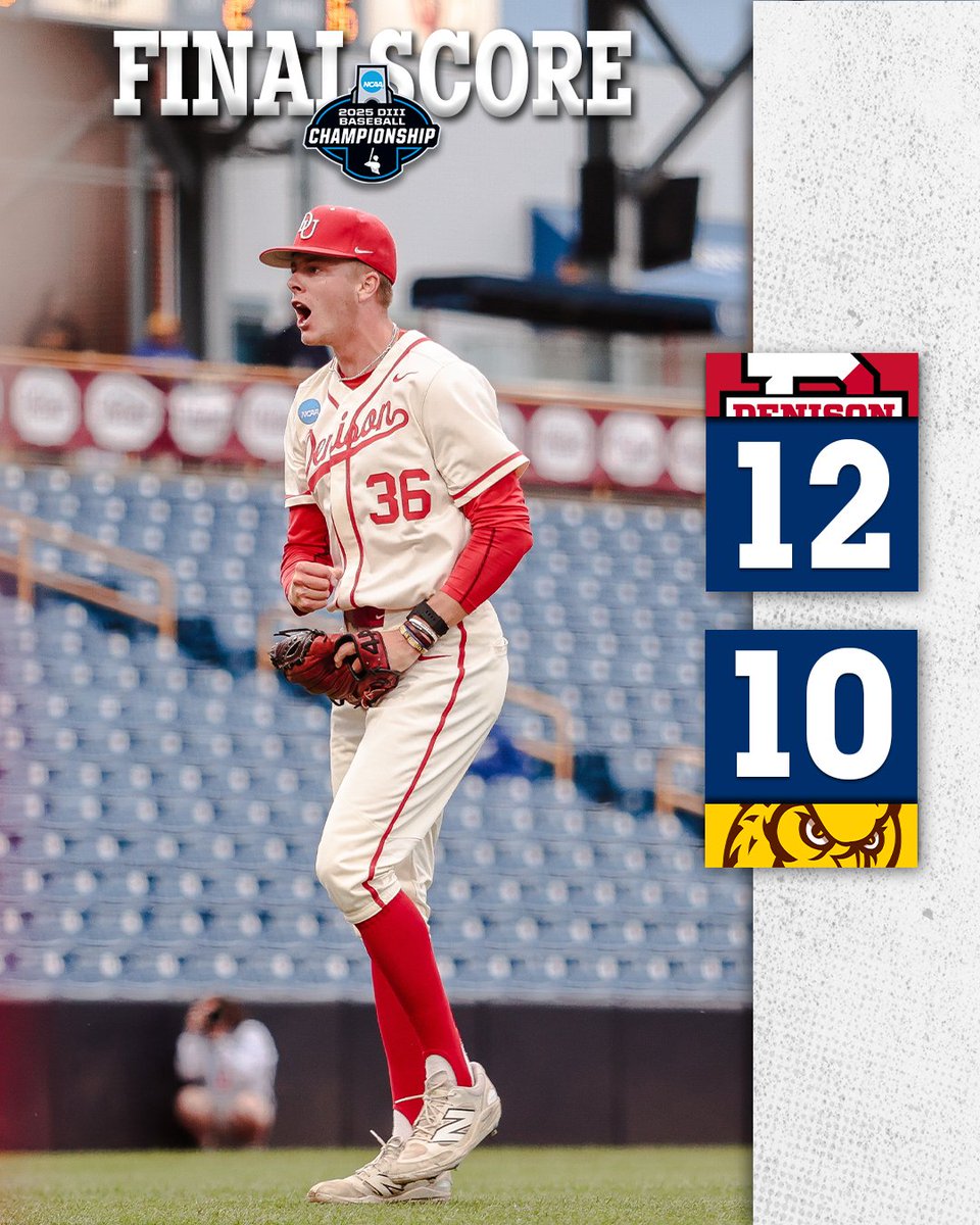 NCAC (@ncac) on Twitter photo ๐ #d3baseball | GM 3
FINAL: No. 2 <a href="/DenisonSports/">denisonsports</a> 12, No. 7 Rowan 10
The Denison Big Red survive and advance to GM 8 on Saturday, May 31 at 8:00 PM. ๐ #d3baseball | GM 3
FINAL: No. 2 <a href="/DenisonSports/">denisonsports</a> 12, No. 7 Rowan 10
The Denison Big Red survive and advance to GM 8 on Saturday, May 31 at 8:00 PM.